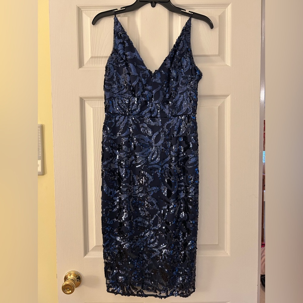Elegant Navy Sequin Dress